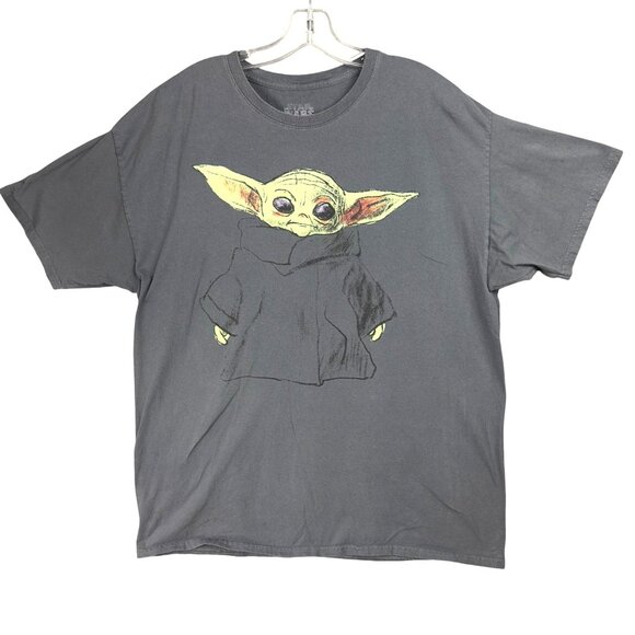 Star Wars Mad Engine Tee Men XLG 46/48 Gray The Child Baby Yoda Cotton - Picture 1 of 6